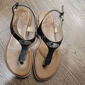 MICHAEL KORS LEATHER BLACK SANDALS 7